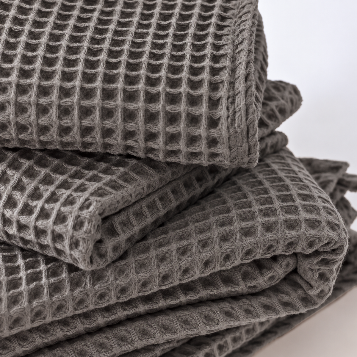 Drap de bain Nid d'Abeille – Gris Foncé