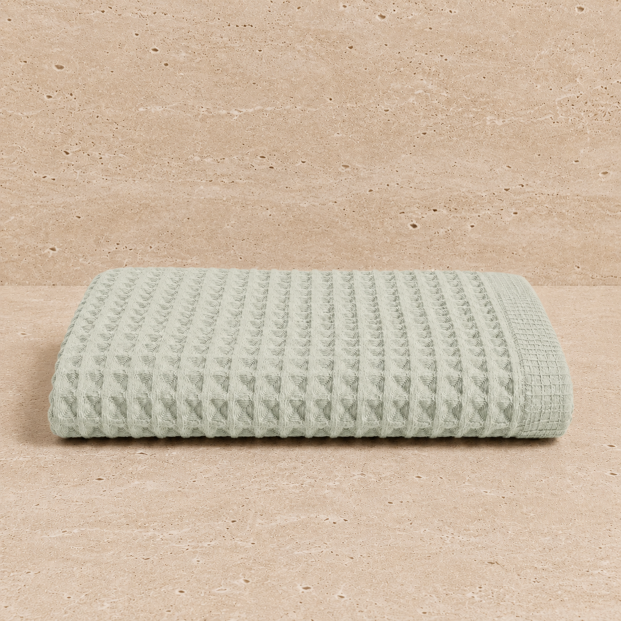 Drap de bain coton Nid d'Abeille Vert de Gris