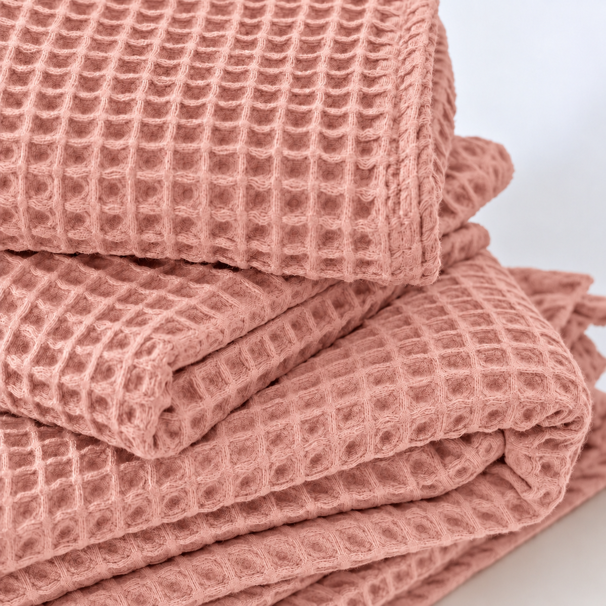 Drap de bain Nid d'Abeille – Saumon