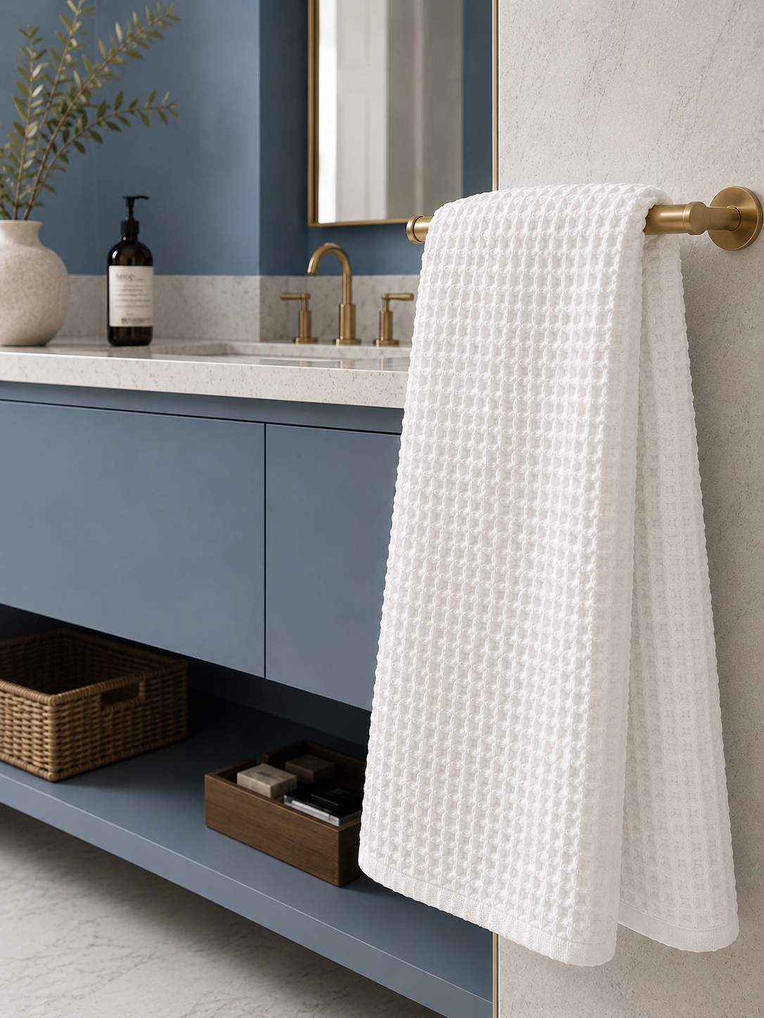 Drap de bain coton Nid d'Abeille Blanc