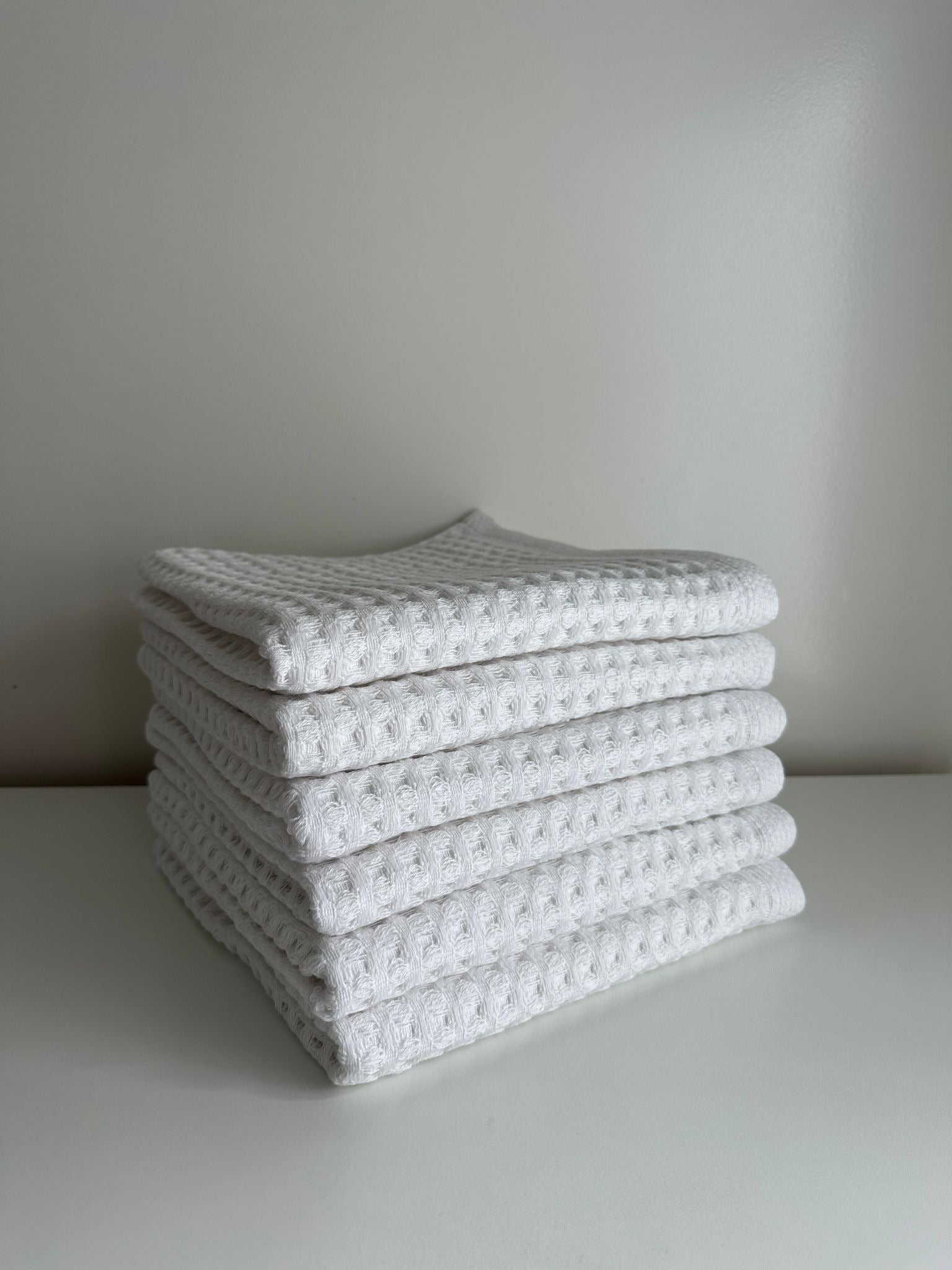 Serviette de toilette en nid d'abeille blanche coton 50x90