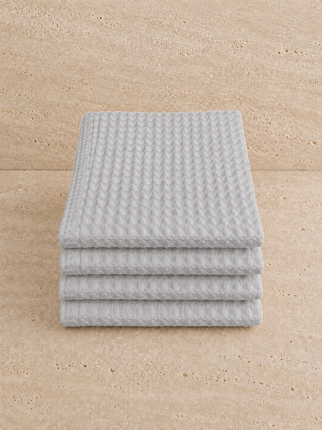 Serviette de toilette en nid d'abeille gris clair coton 50x70