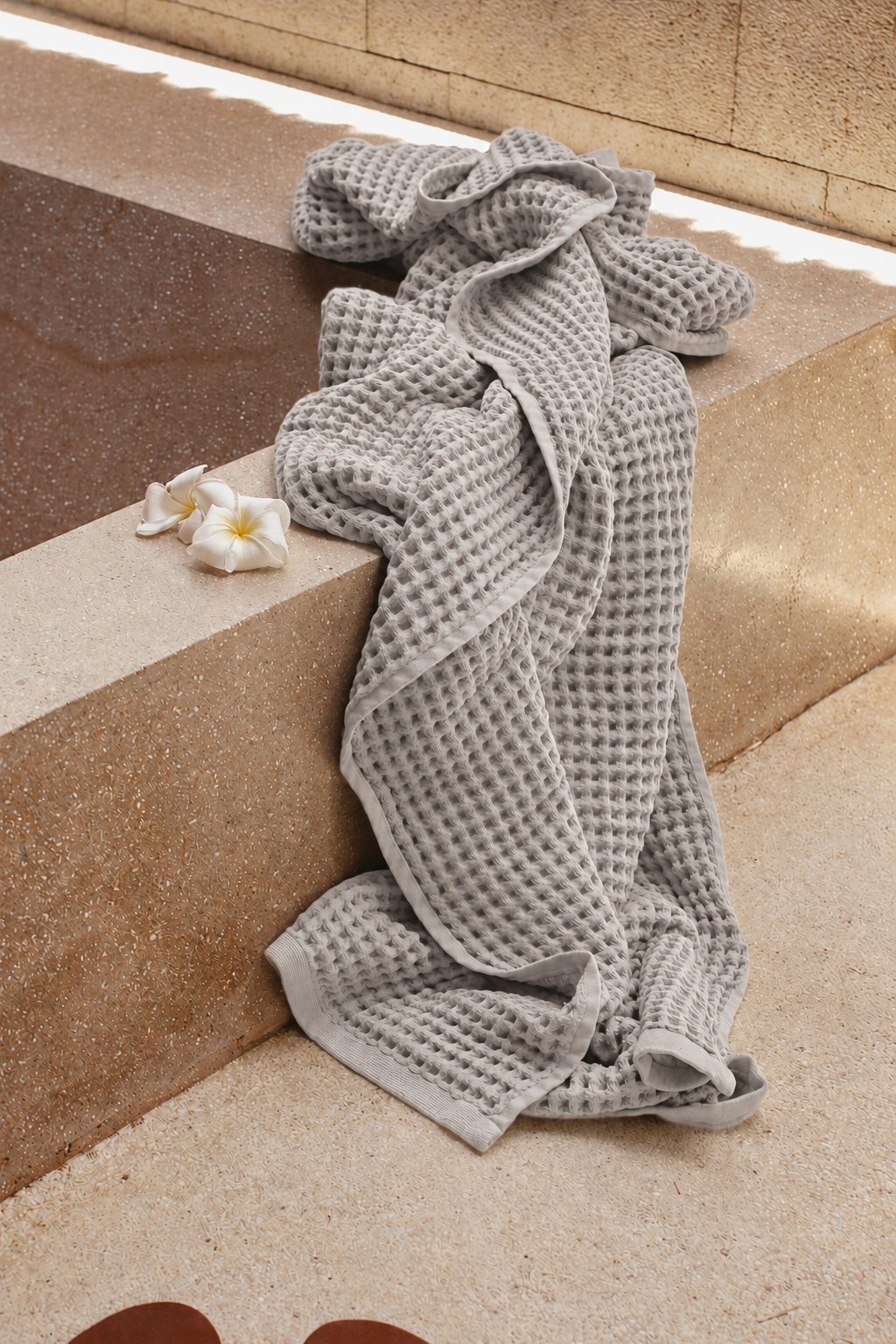 Drap de bain Nid d'Abeille – Gris Clair