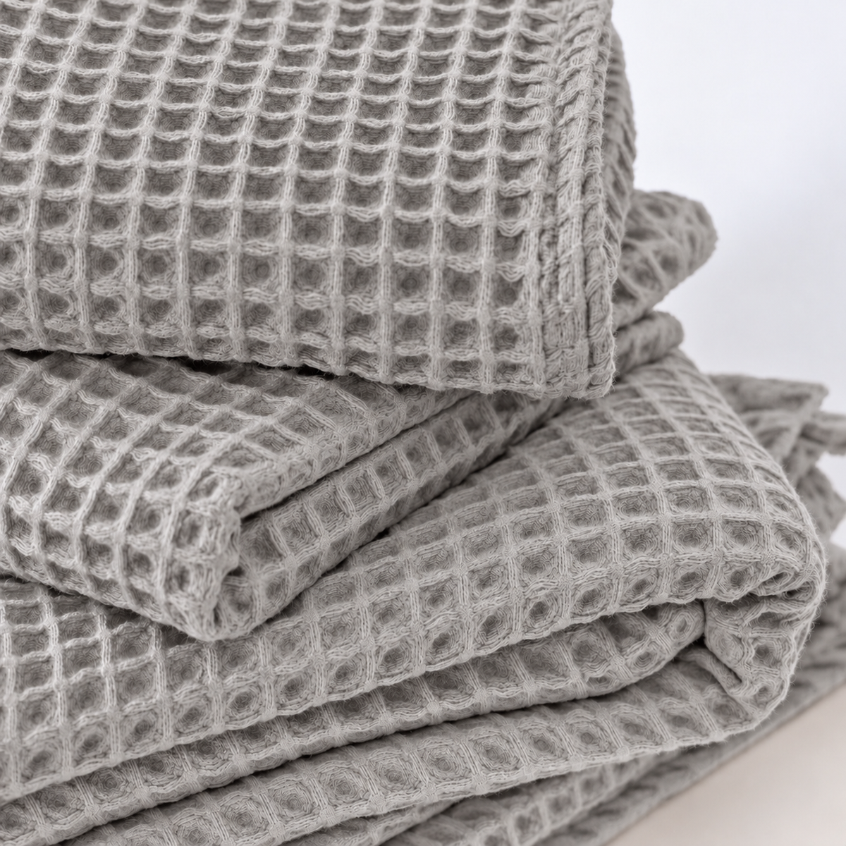 Drap de bain Nid d'Abeille – Gris Clair