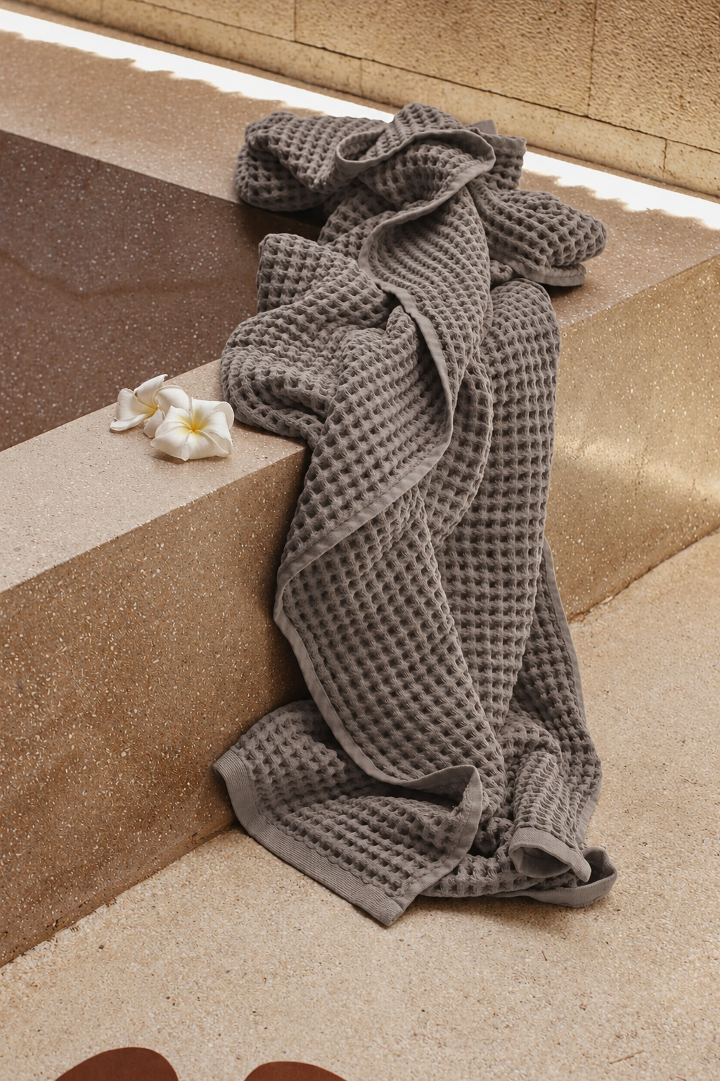 Drap de bain Nid d'Abeille – Gris Foncé