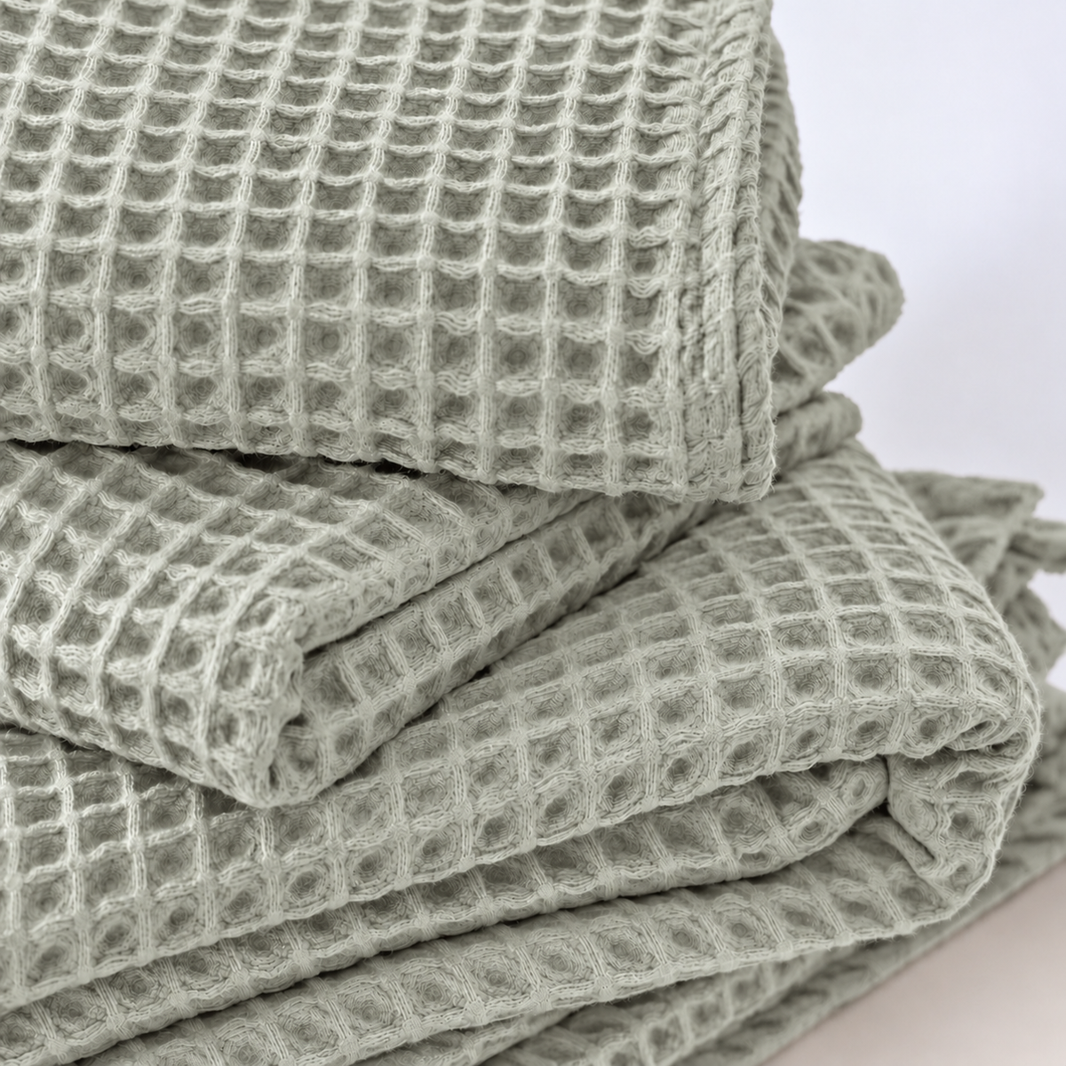 Drap de bain Nid d'Abeille – Vert de Gris