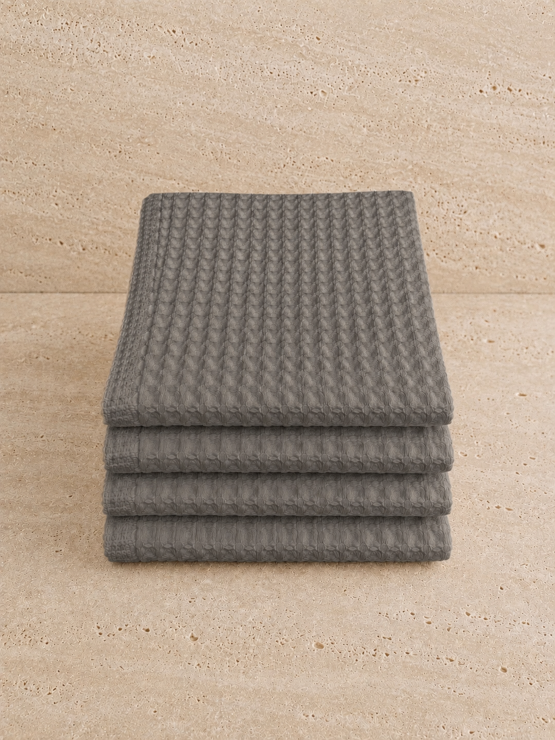 Serviette de toilette coton nid d'abeille gris foncé 50x70