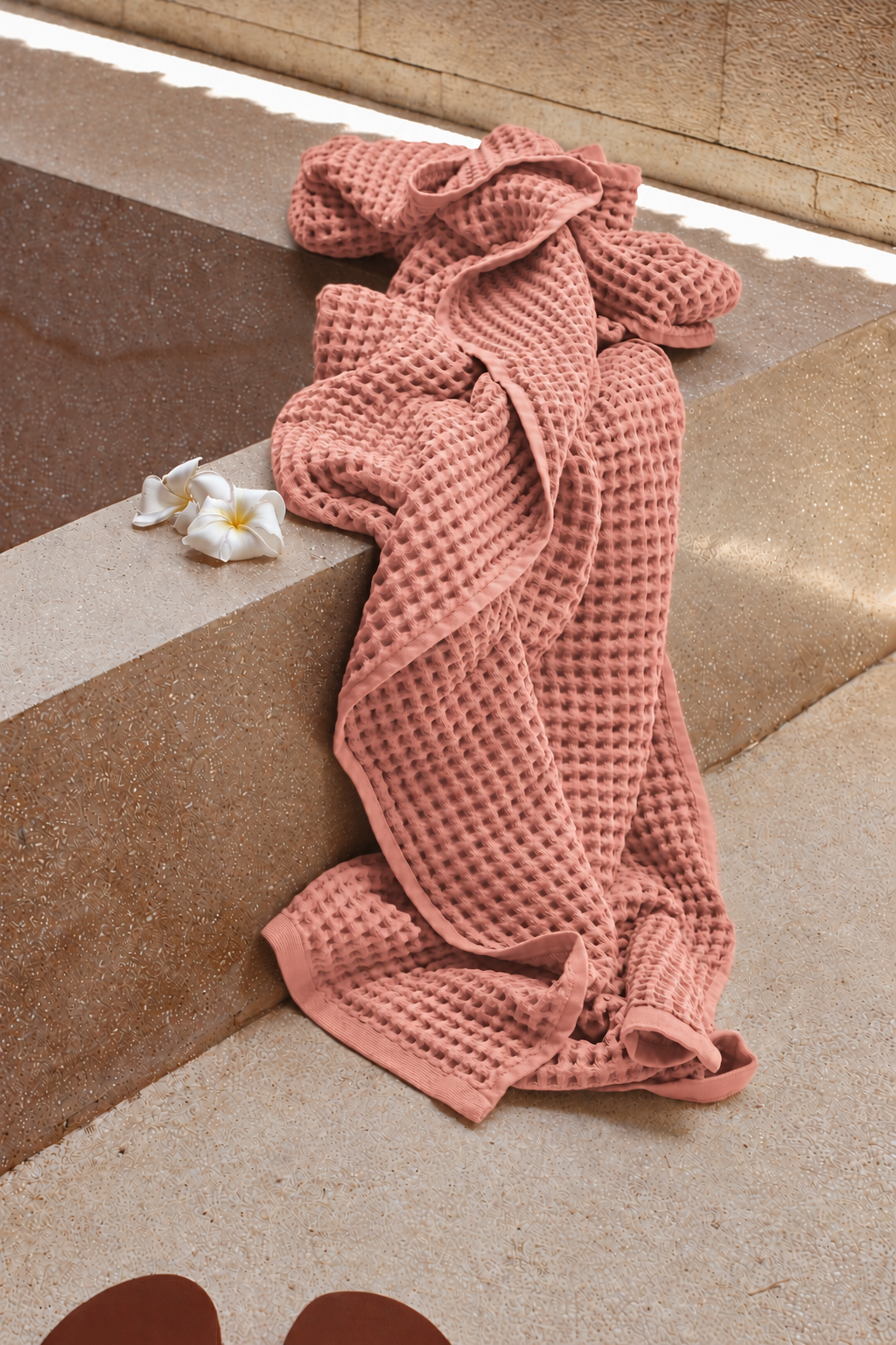 Drap de bain Nid d'Abeille – Saumon