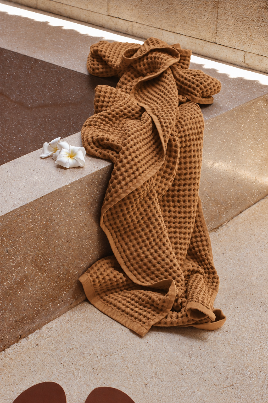 Drap de bain Nid d'Abeille – Cannelle