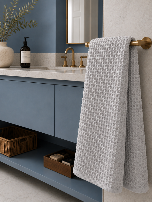 Drap de bain coton Nid d'Abeille Gris clair