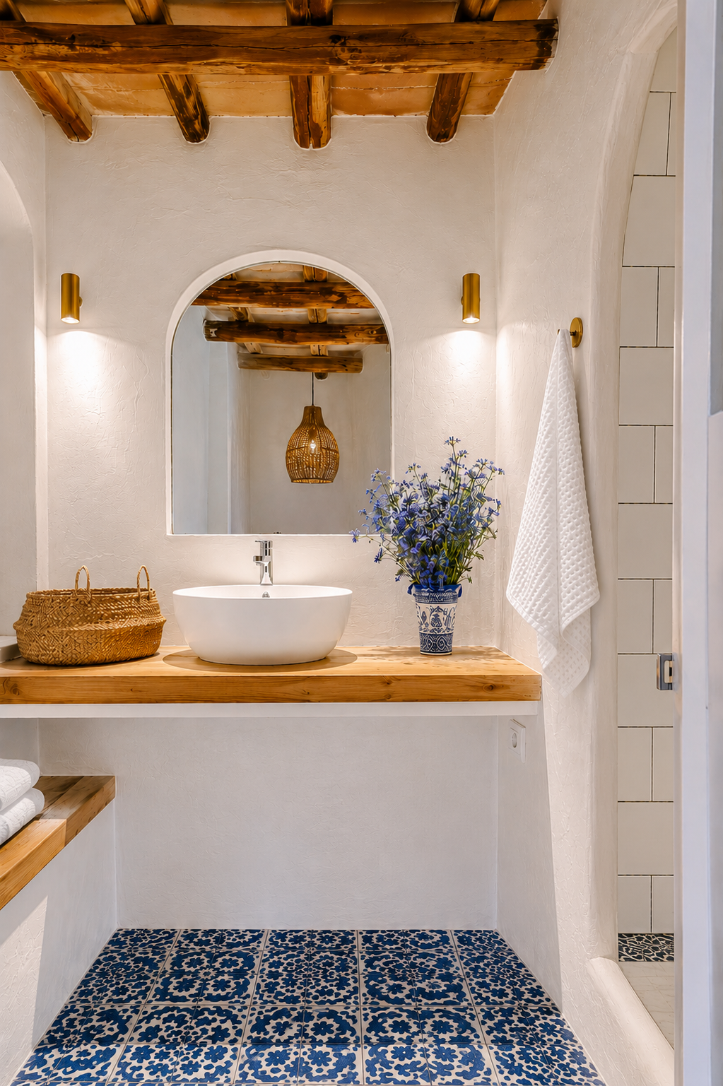 Serviette de toilette en nid d'abeille blanche coton 50x70