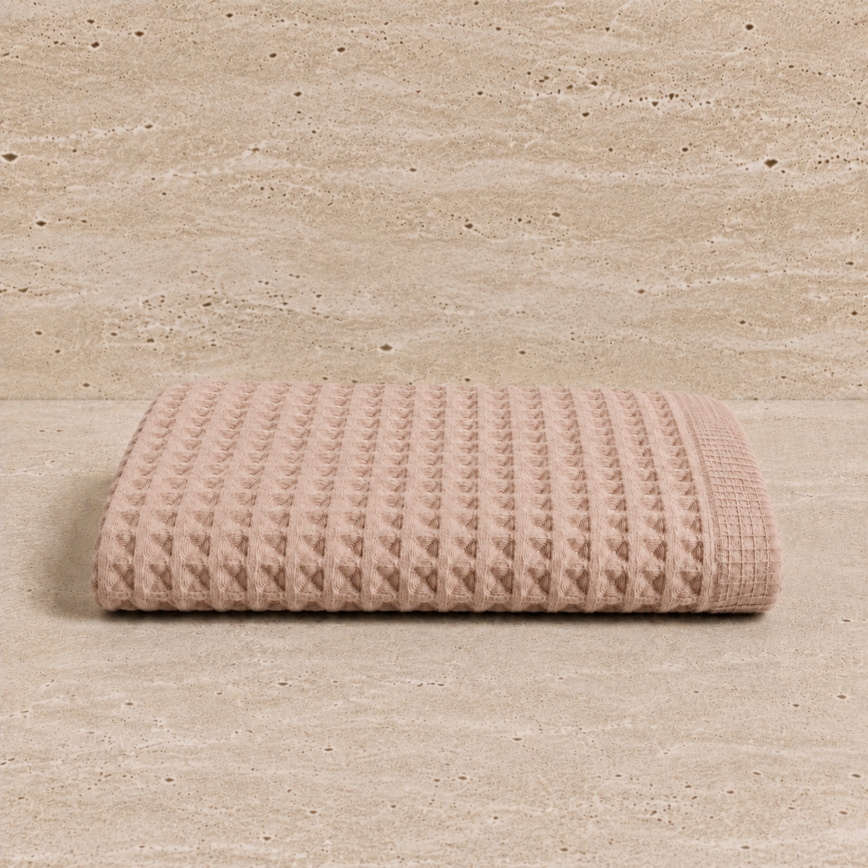 Drap de bain coton Nid d'Abeille Sable Rosé