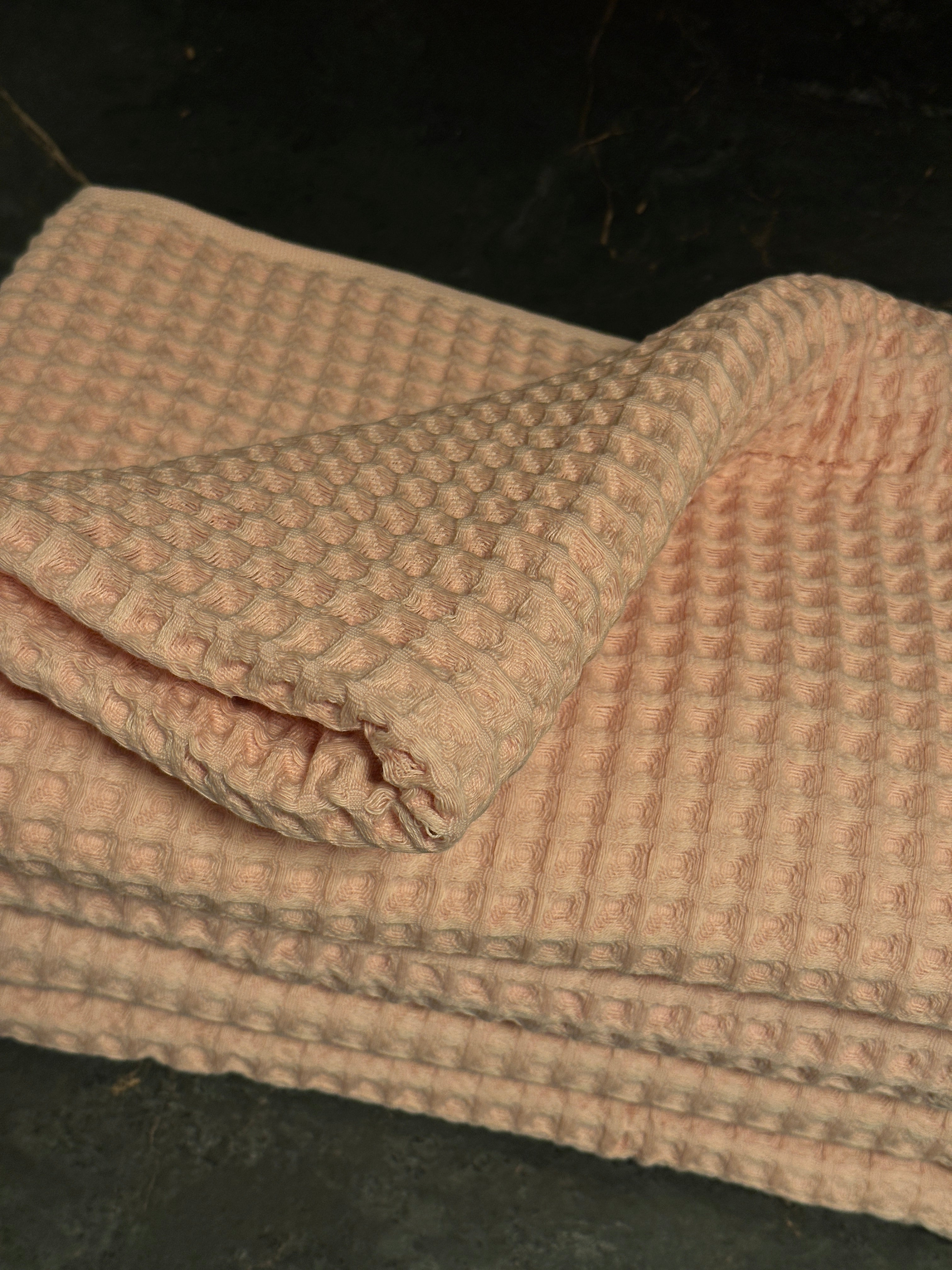 Drap de bain coton Nid d'Abeille Saumon