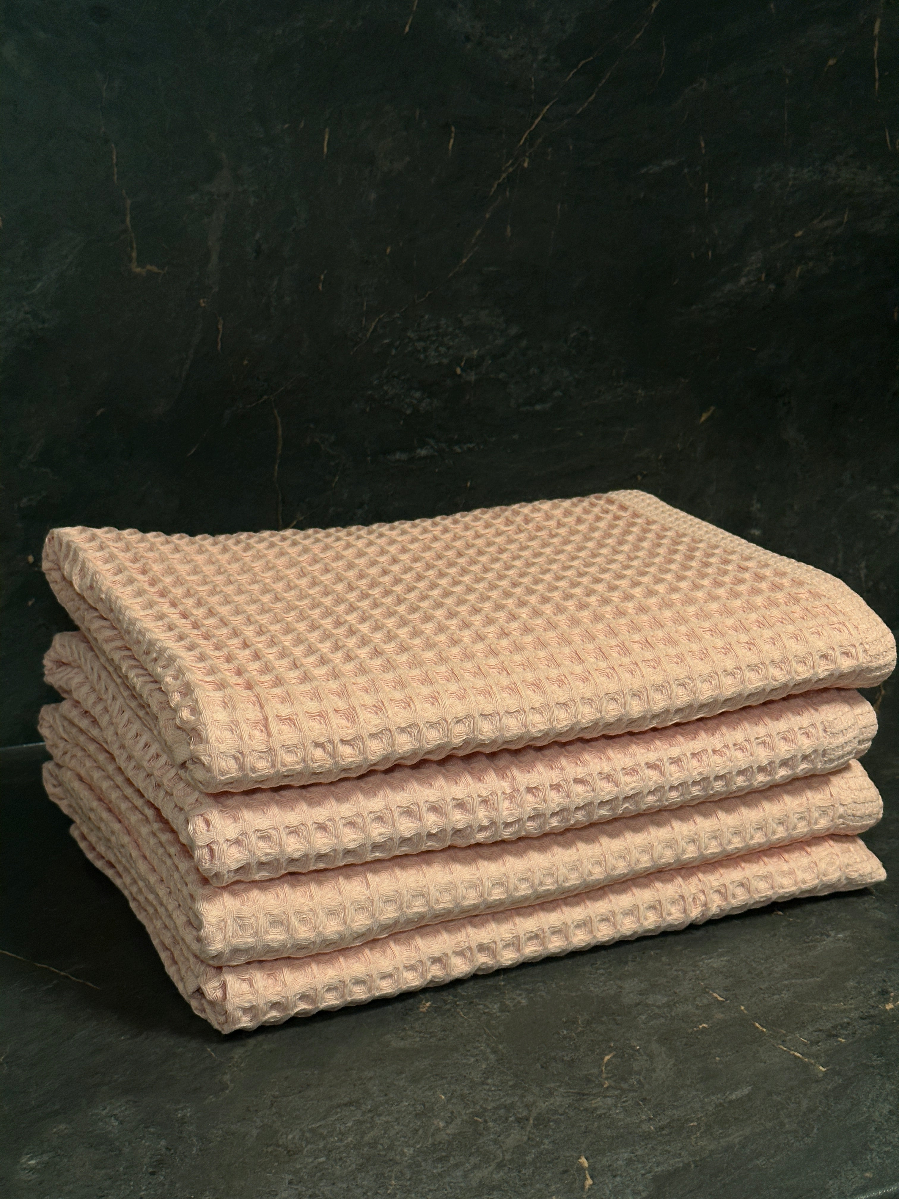 Drap de bain coton Nid d'Abeille Saumon
