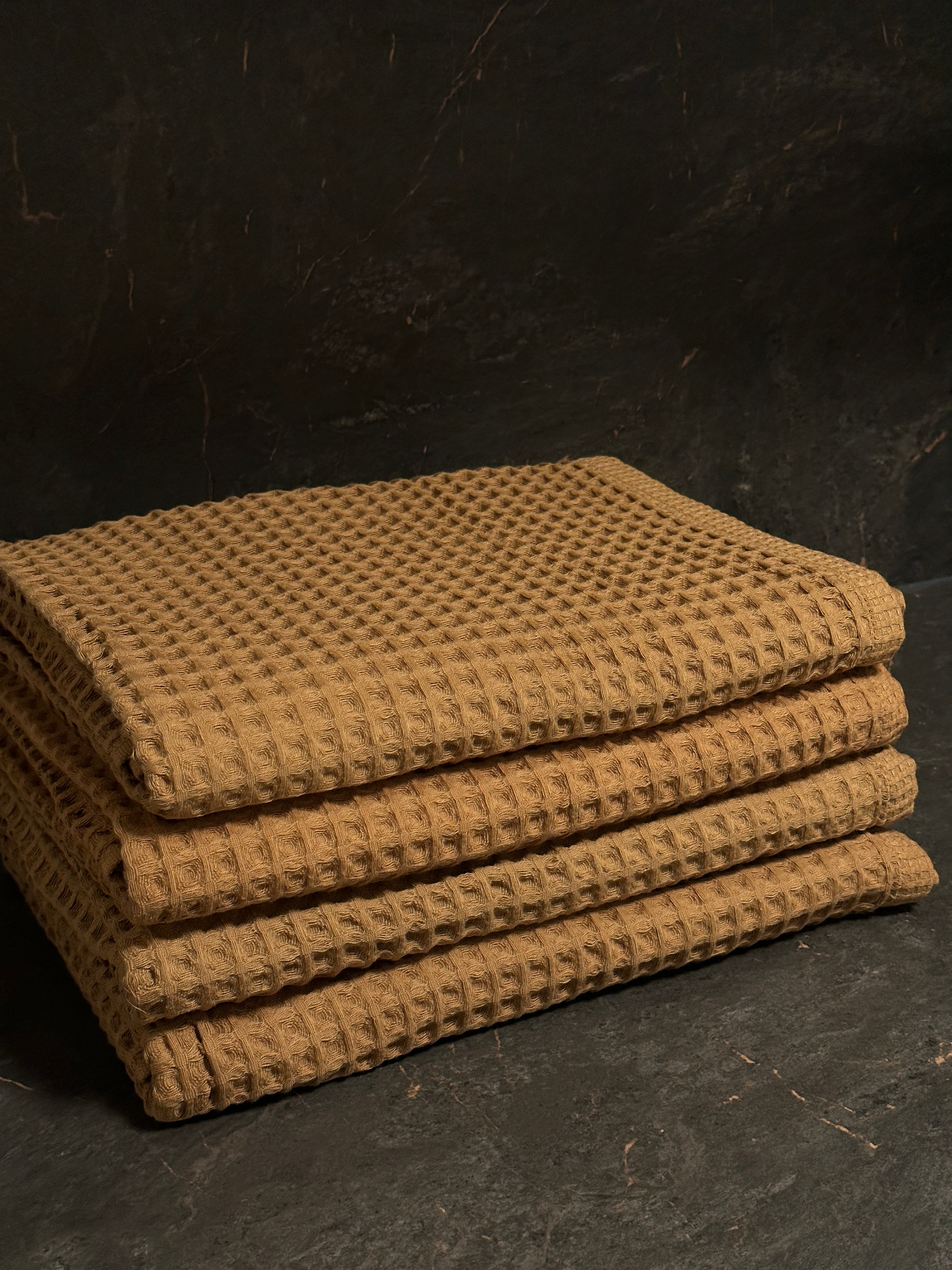 Drap de bain coton Nid d'Abeille Cannelle