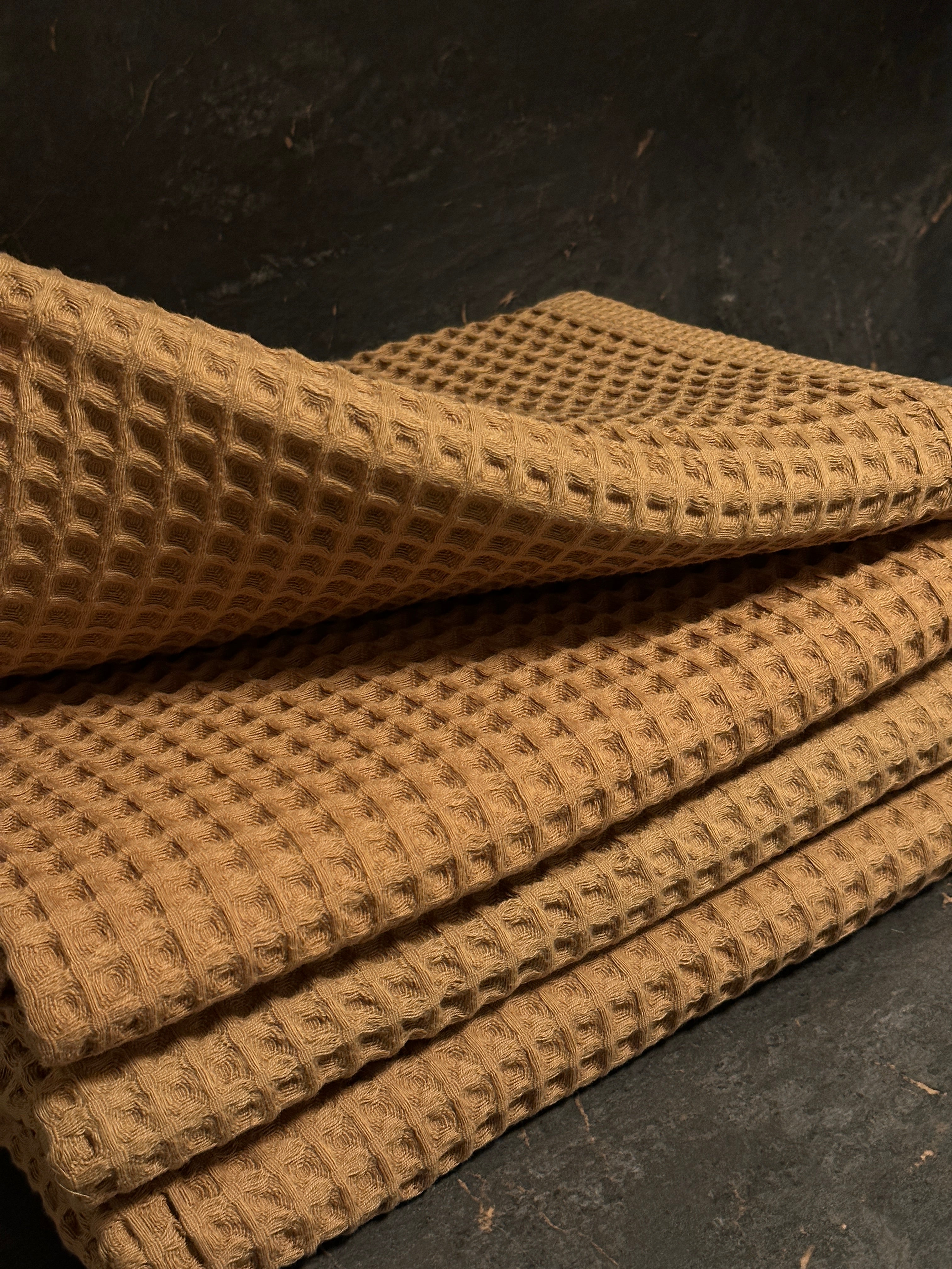 Drap de bain coton Nid d'Abeille Cannelle