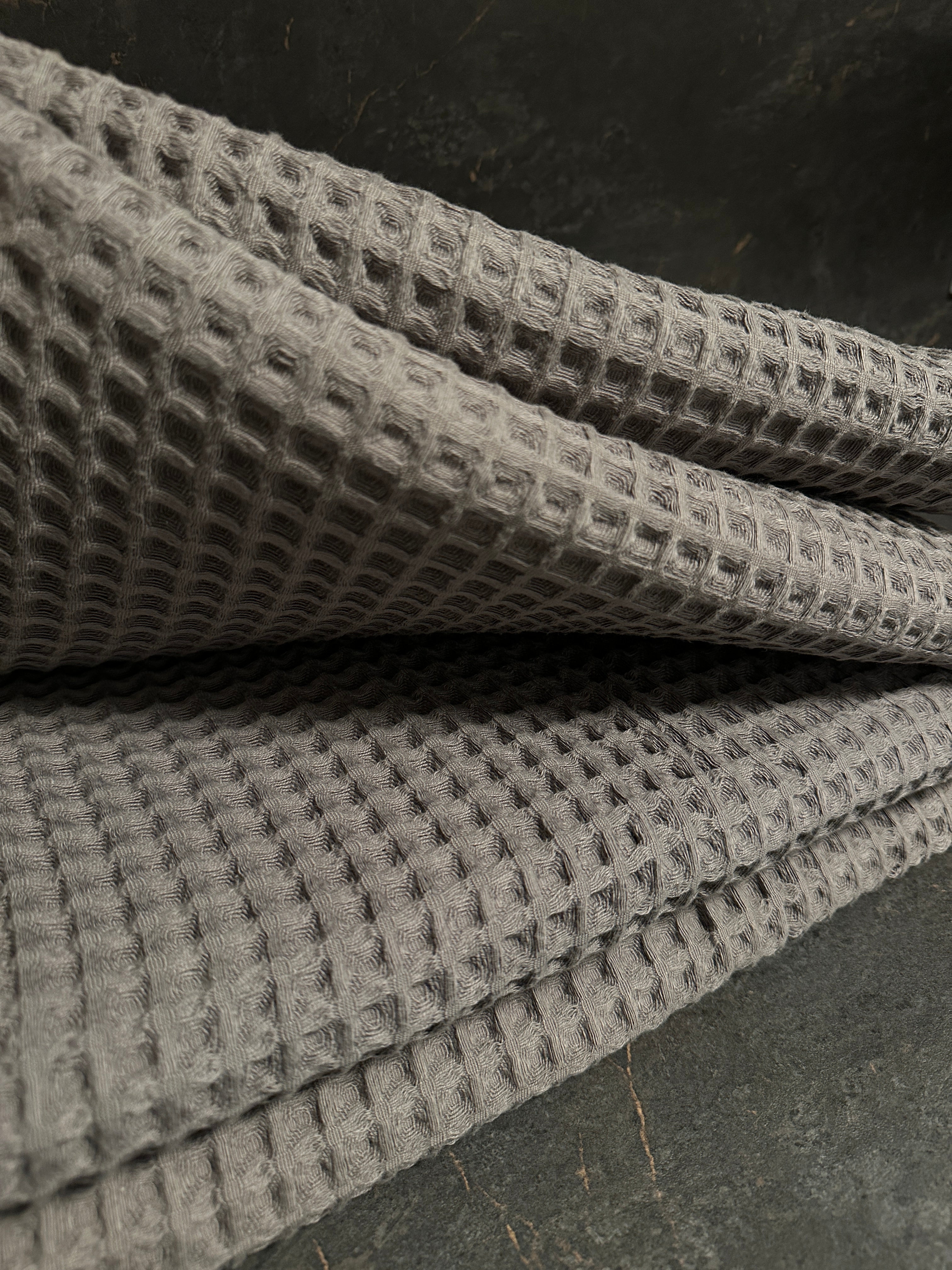 Drap de bain coton Nid d'Abeille Gris Foncé