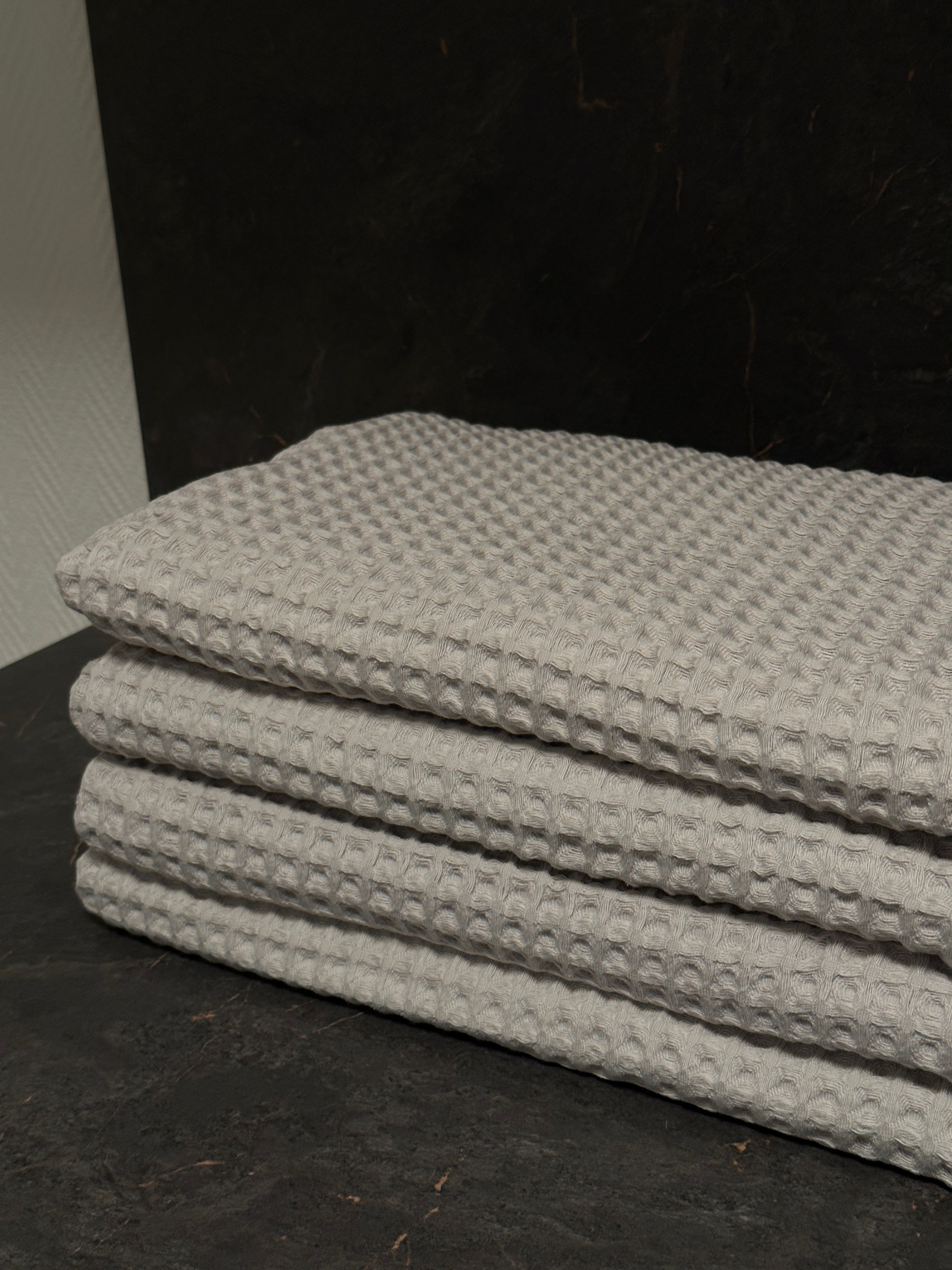 Drap de bain coton Nid d'Abeille Gris clair